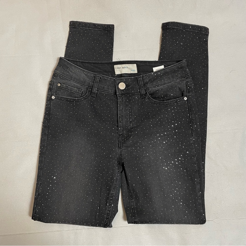 New Banjara Mid Rise Rhinestone Black Jeans Size 26